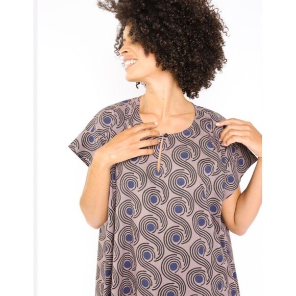 Seek Collective Mocha Swirls Purple Cotton Pattern Maxi Dress Oversized Size XS - Picture 3 of 13